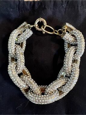 Crystal Pavé Link Bracelet - Gold Tone